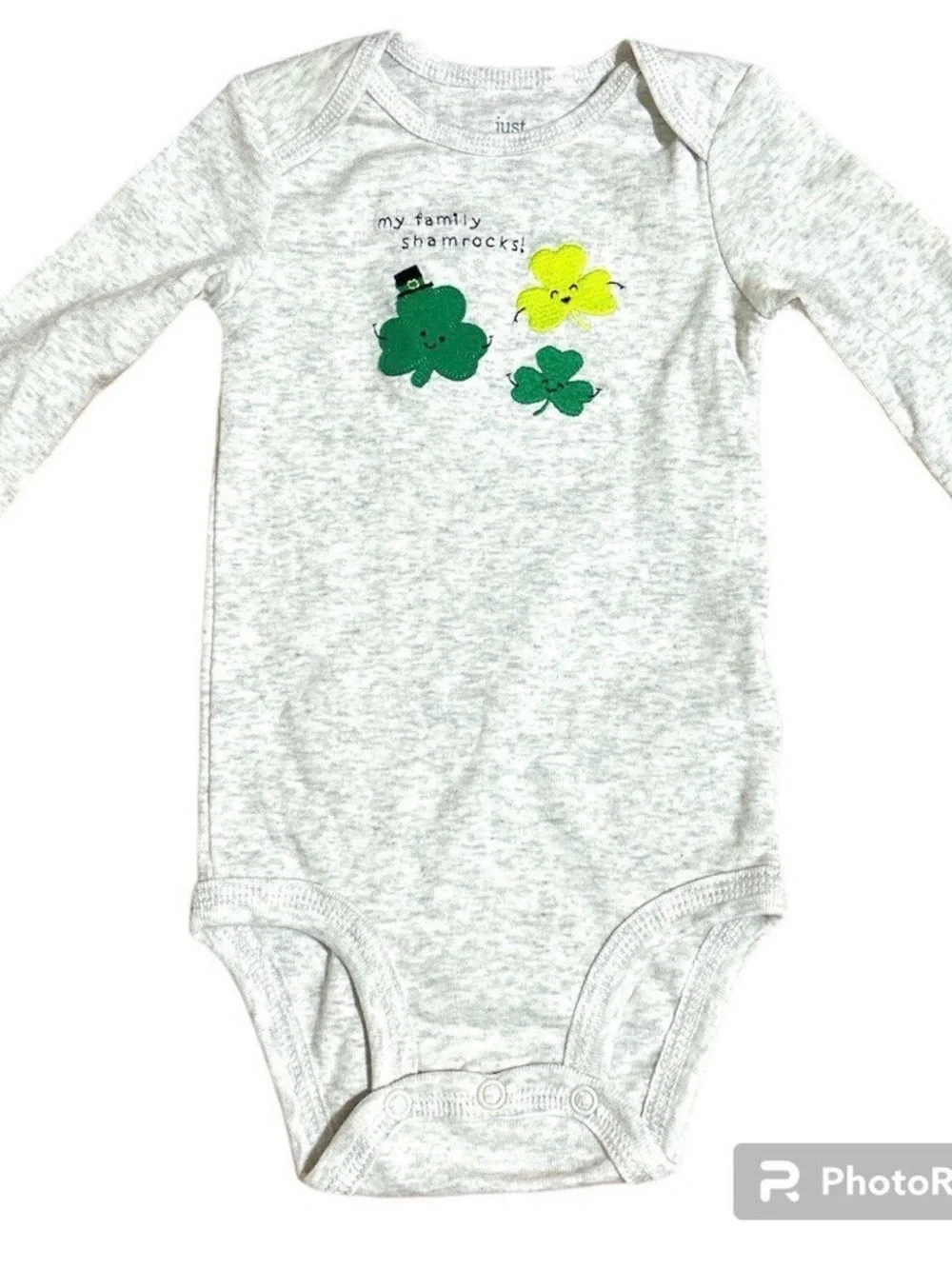 Just One You Carters St Patrick's Day Shamrocks Long Sleeve Bodysuit 6/9M